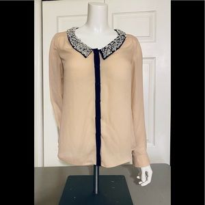 EUC Bellatrix Blouse With Pearl/ Rhinestone Collar SZ XS